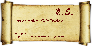 Mateicska Sándor névjegykártya
